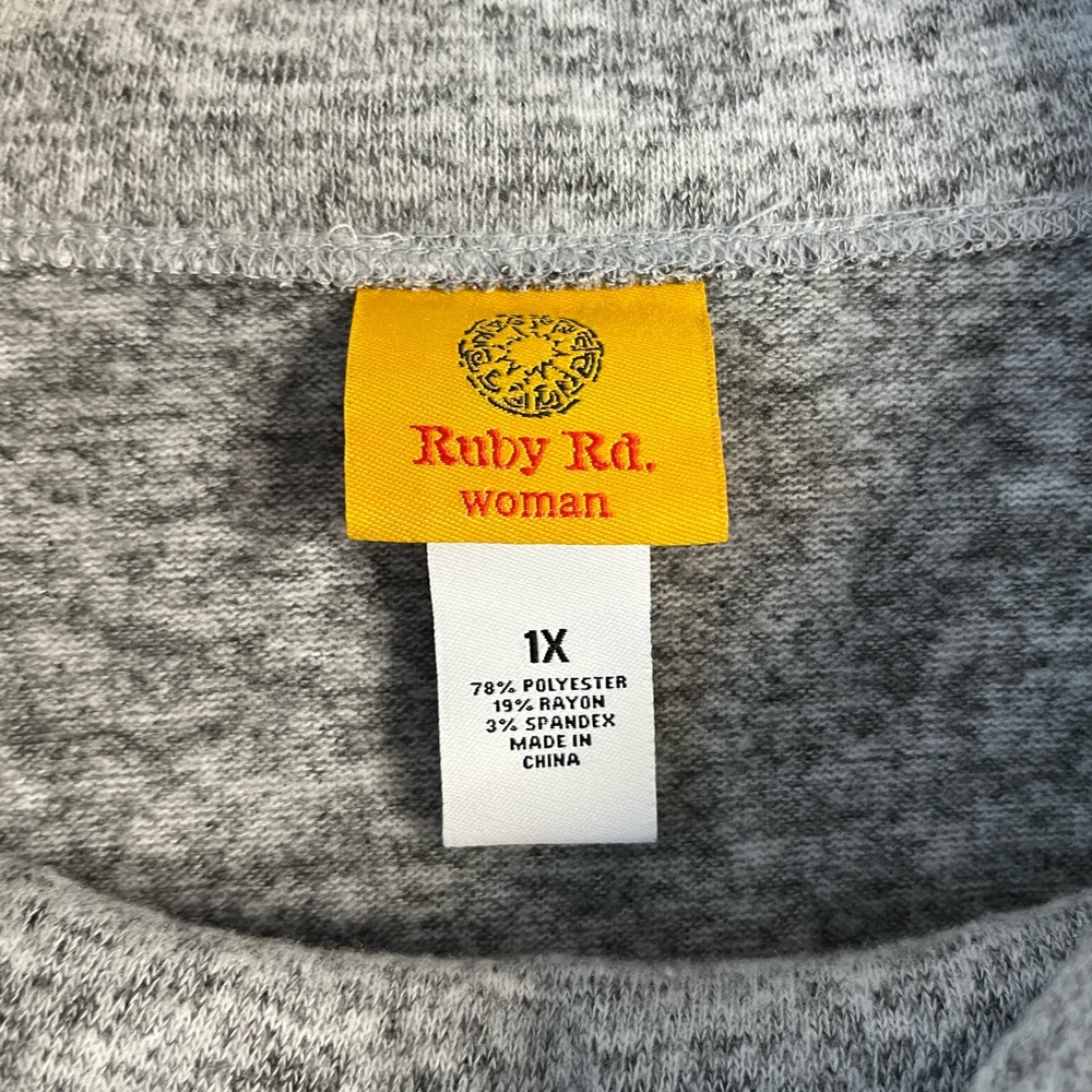 Ruby Rd. Women’s Gray Soft Cowl Button Neck Marle… - image 3